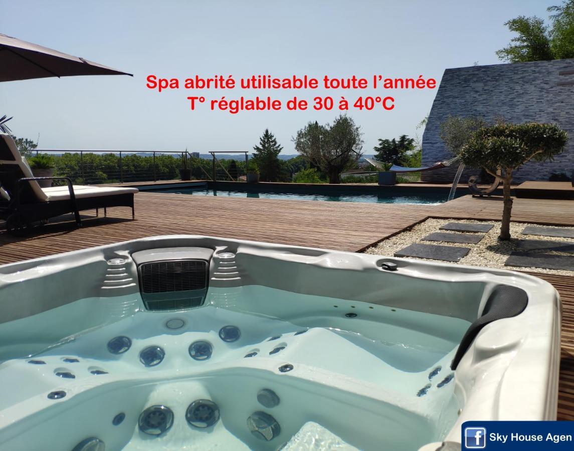 Piscine Chauffee Et Spa Jacuzzi Privatif Terrasse Sans Vis A Vis ,,,Sky House Agen,,, 外观 照片