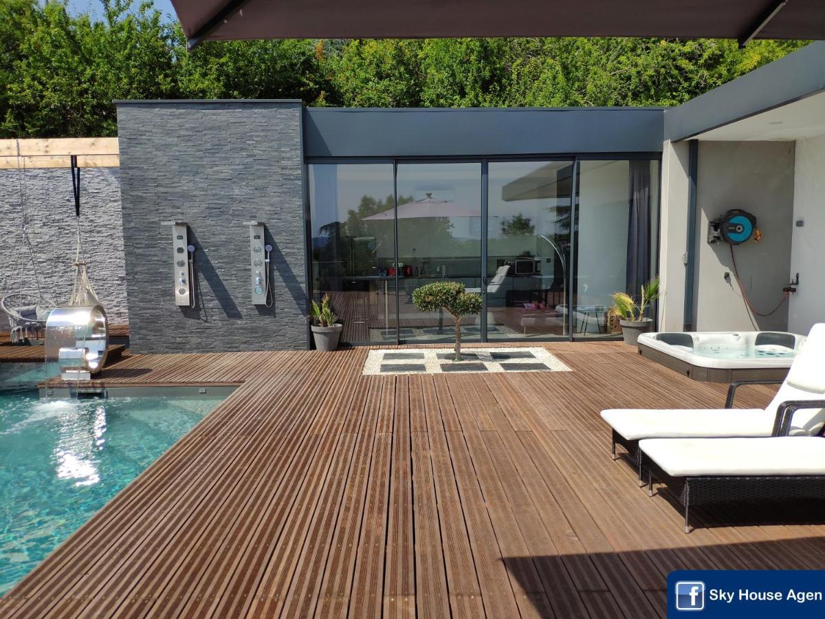 Piscine Chauffee Et Spa Jacuzzi Privatif Terrasse Sans Vis A Vis ,,,Sky House Agen,,, 外观 照片