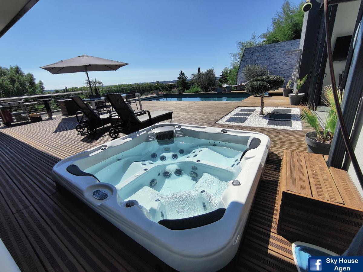 Piscine Chauffee Et Spa Jacuzzi Privatif Terrasse Sans Vis A Vis ,,,Sky House Agen,,, 外观 照片